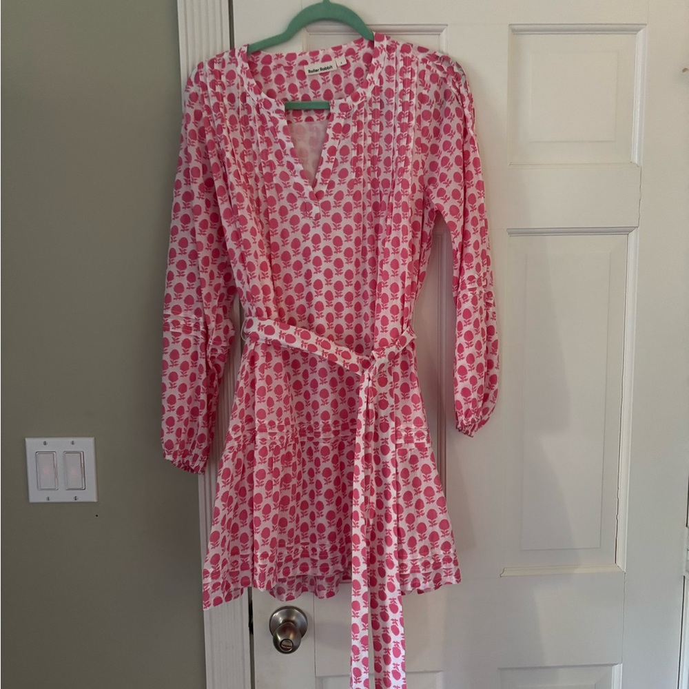 Roller Rabbit Pink and White Ruched Wrap Sundress